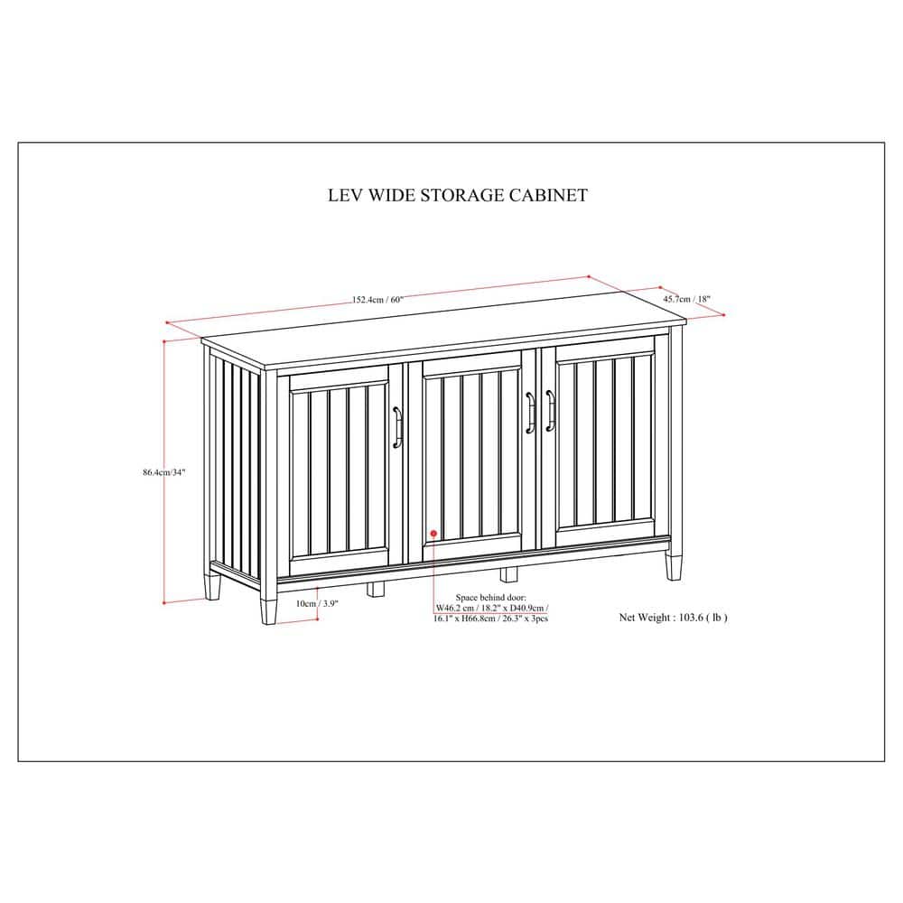 Lev 60'' Smoky Brown Solid Wood Adjustable Shelving Cabinet