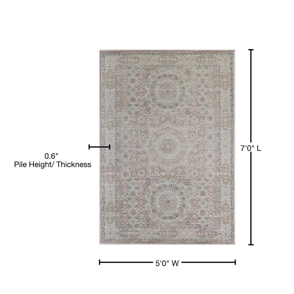 Harper 5' x 7' Pink Lemonade Vintage Synthetic Area Rug