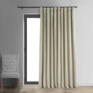 Cool Beige Extra Wide Velvet Rod Pocket Blackout Curtain - 100 in. W x 108 in. L (1 Panel)