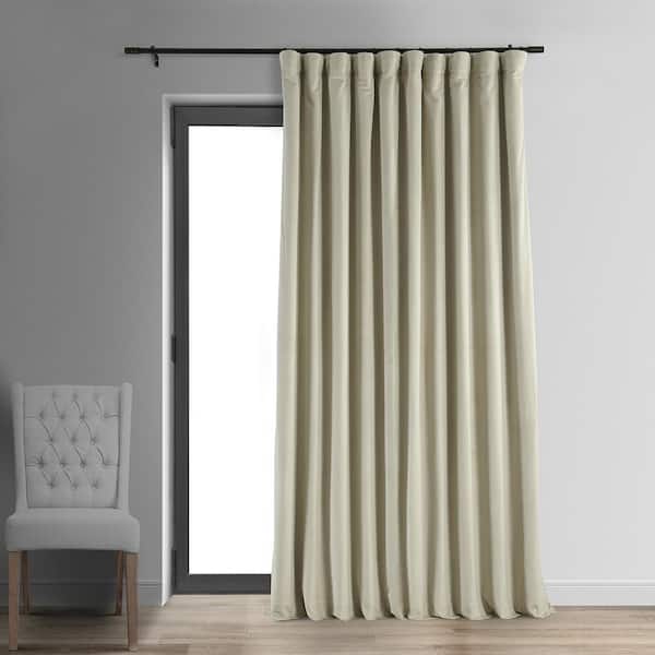 Exclusive Fabrics & Furnishings Cool Beige Extra Wide Velvet Rod Pocket Blackout Curtain - 100 in. W x 108 in. L (1 Panel)