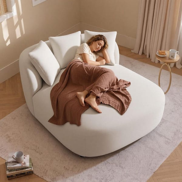 Spruce & Spring Nilo Beige Polyester Arms Oversized Chaise Lounge