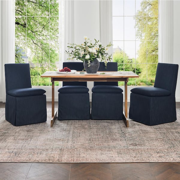 KINWELL Indigo Performance Fabric Slipcover Upholstered Dining