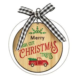 4 in. Brown Iron Cap Merry Fresh Cut Christmas Tress with a Vintage Truck Metal Ornament