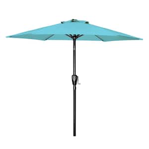 7.5ft Turquoise Outdoor Market Table Patio Umbrella with Crank Lift Mechanism Polyester Fabric Umbrella