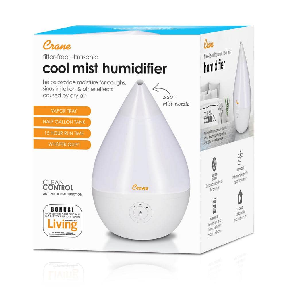 White Ultrasonic Cool Mist Humidifier with Auto Shutoff
