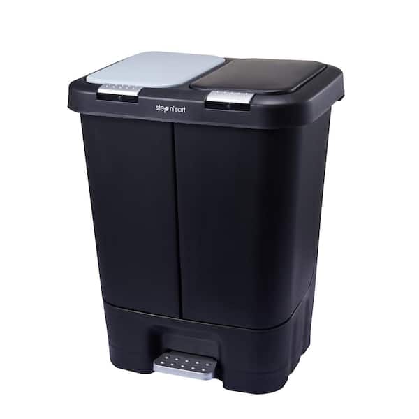 11 Gal. Plastic Trash and Recycling Bin with Slow-Close/Pop-Up Lid and 30 Custom Liners