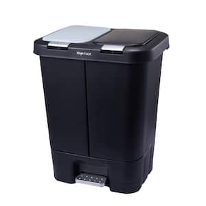 11 Gal. Dual Plastic Trash and Recycling Bin with Slow Close Lid