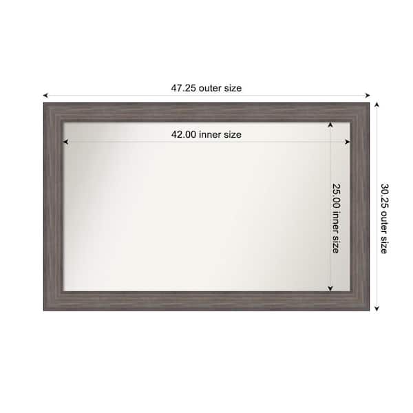 Amanti Art Country Barnwood 47.25 in. W. x 30.25 in. Custom Non-Beveled Wood Framed Bathroom Vanity Wall Mirror