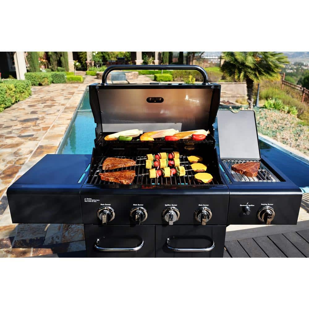 Kenmore Black 4-Burner Propane Gas Grill with Side Burner