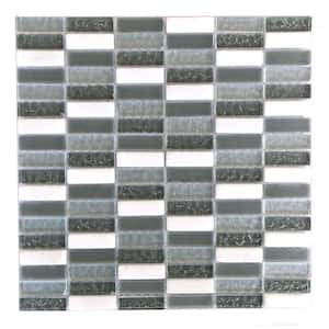 Classic Design Gray and White Rectangle Mosaic 1 in. x 2 in. in. Glass and Stone Wall and Floor Tile (11 sq. ft./Case)