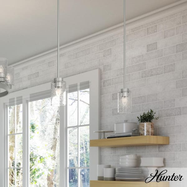 Hunter Hartland 1 Light Matte Silver Jar Pendant Kitchen Light