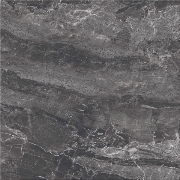 Argento Marmo Gray Polished 24 in. x 24 in. Porcelain Stone Look Floor and Wall Tile (19.38 sq. ft./Case)