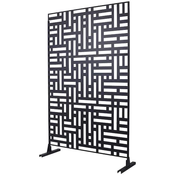 cadeninc 4 ft. x 6.33 ft. Black Steel Privacy Screen Fence Panels