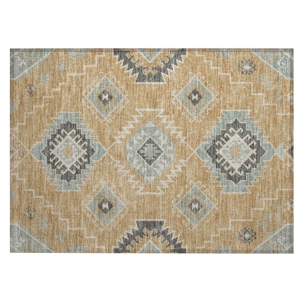 Chantille Machine Washable Indoor/Outdoor Abstract ACN3011 Gold 3 ft. x 4 ft. Area Rug