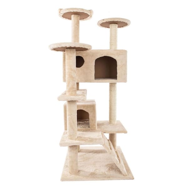 Unbranded 52 in. Solid Cute Sisal Rope Plush Cat Climb Tree Cat Tower