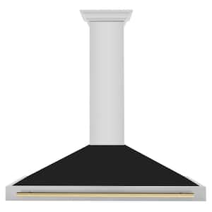 Autograph Edition 36 in. 400 CFM Ducted Wall Mount Range Hood with Black Matte Shell and Polished Gold Handle