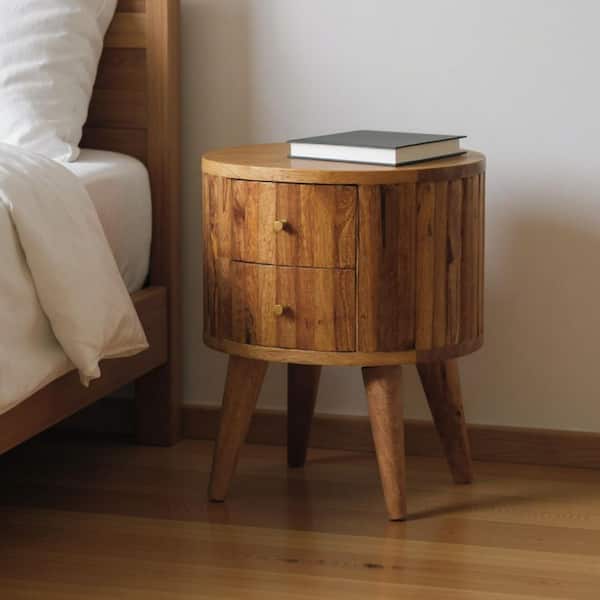Natural 2-Drawer 14.20 in. Nightstand