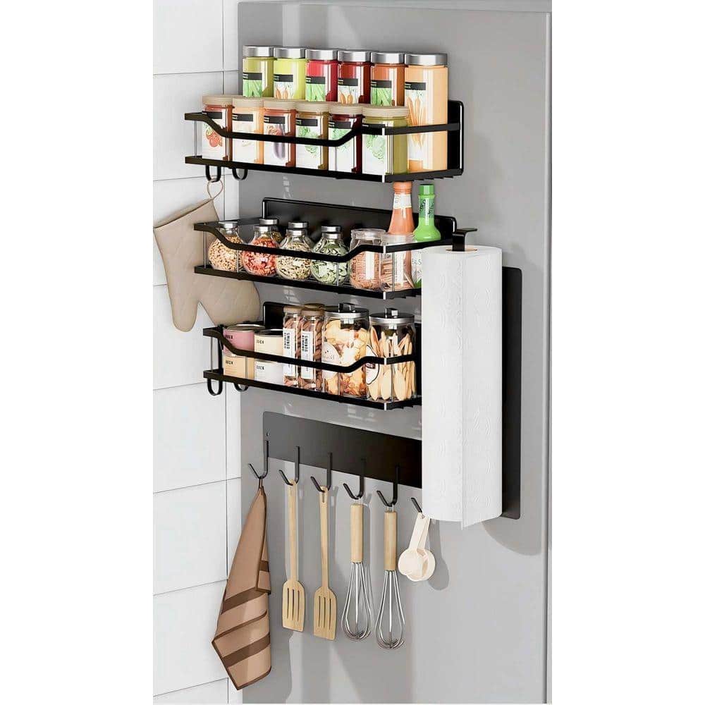 Whatseaso 11.6 in. 5 Pack Magnetic Metal Spice Rack Floating Shelf in ...