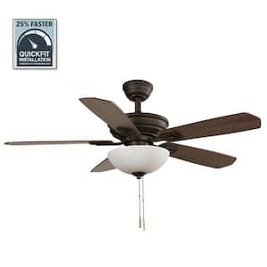 Wellston II 44 in. Indoor LED Bronze Dry Rated Downrod Ceiling Fan with Light Kit and 5 Reversible Blades