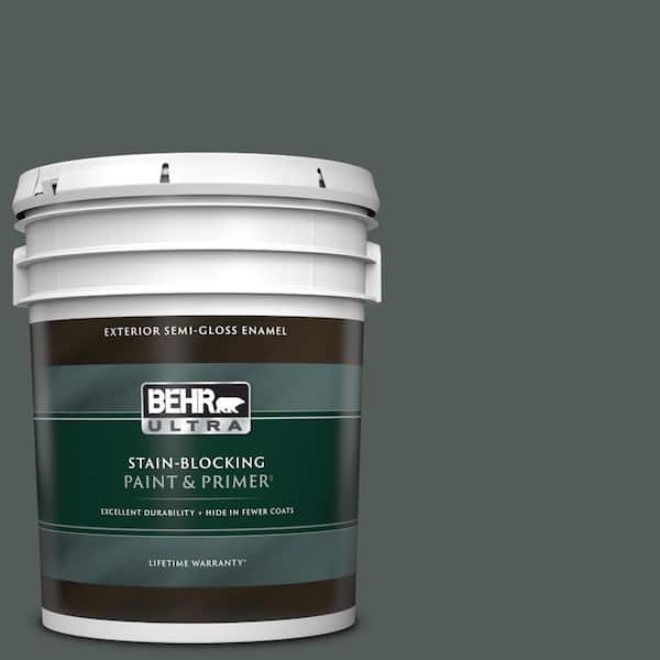 BEHR ULTRA 5 gal. #700F-7 Evergreen Bough Semi-Gloss Enamel Exterior Paint & Primer