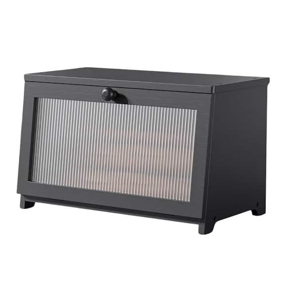 1 Piece Large Capacity Bamboo Bread Box with Magnetic Acrylic Door, Kitchen Countertop Storage Organizer Container