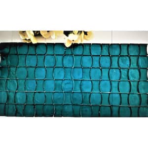 Ecologic Sea Green Hourglass 12 in. x 12 in. Recycled Glass Mosaic Tile (8 sq. ft./Case)