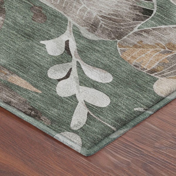Mayfield Premium Machine Washable Abstract AMF2260 Sage 2 ft. x 3 ft. Accent Rug