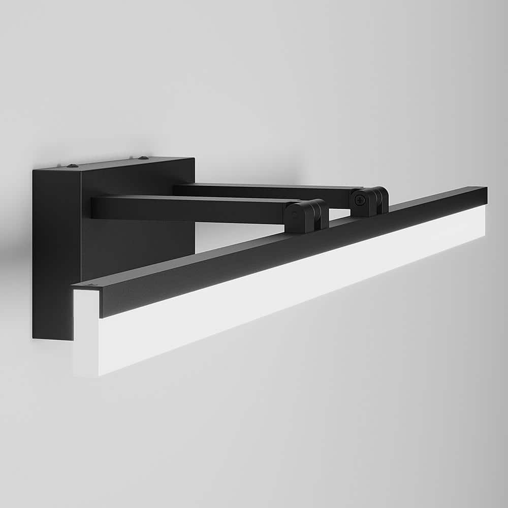 31.5'' Black Metal Dimmable LED Vanity Light with Acrylic Shade