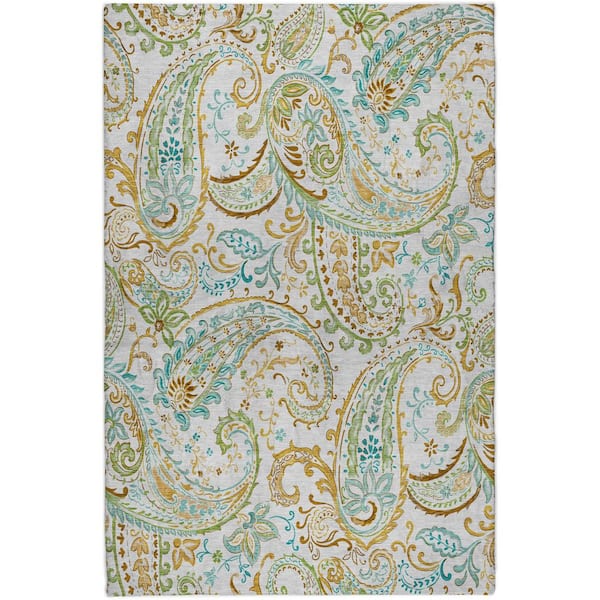 Dream Shag Premium Machine Washable Abstract ADS533 Ivory 3 ft. x 5 ft. Area Rug