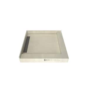 WonderFall Trench 36 in. x 36 in. Double Threshold Shower Base with Left Drain and Tileable Trench Grate