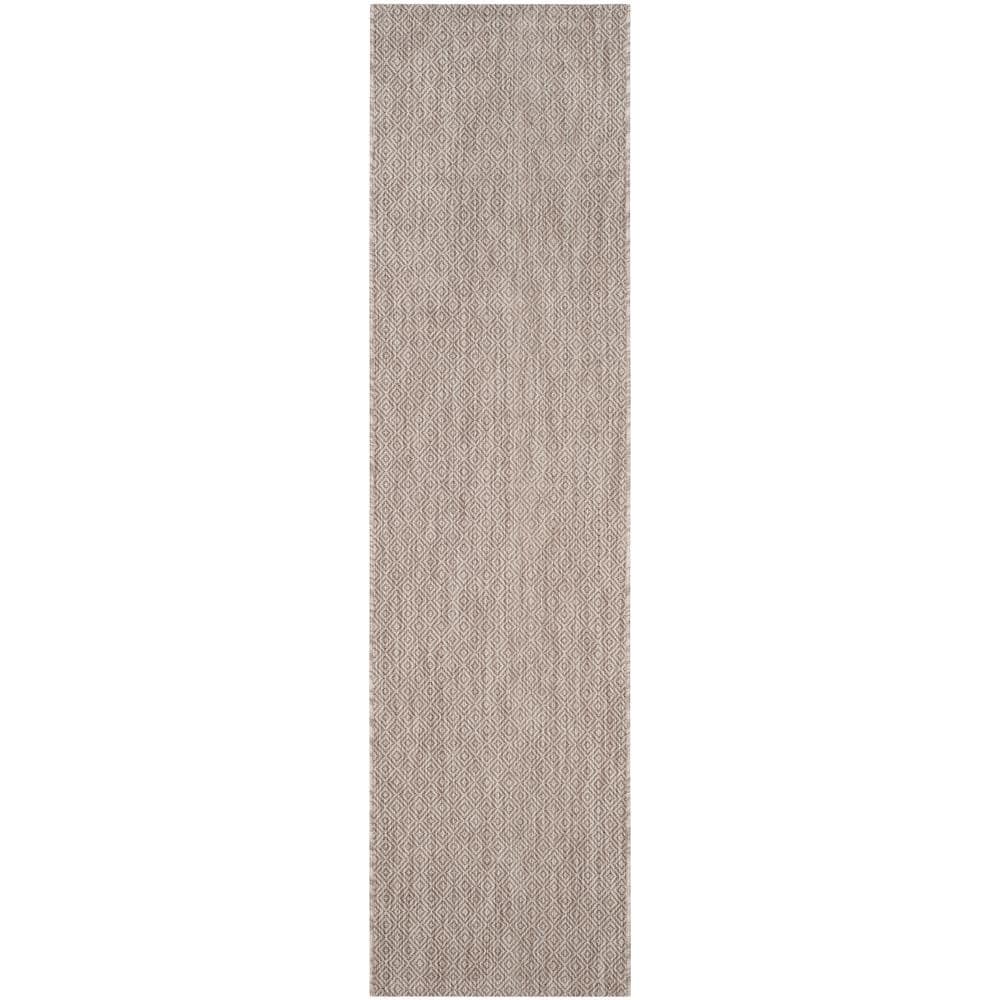 Elegant Beige Synthetic 27'' Indoor/Outdoor Easy-Care Runner Rug