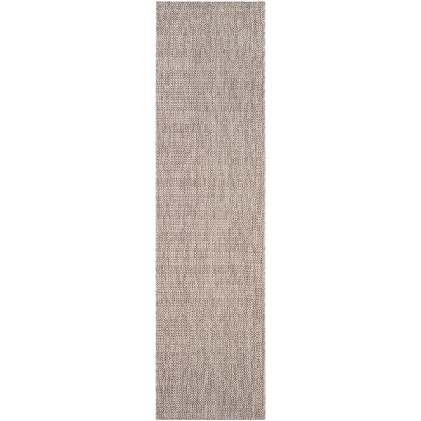 Courtyard Beige 2 ft. x 7 ft. Solid Indoor/Outdoor Patio  Runner Rug