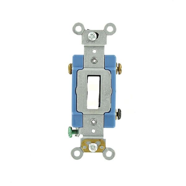 Leviton 15 Amp Industrial Grade Heavy Duty 3-Way Lighted Handle Toggle Switch, White