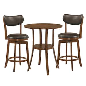 Bingo 3-Piece Merlot and Brown Round Counter Height Table Set