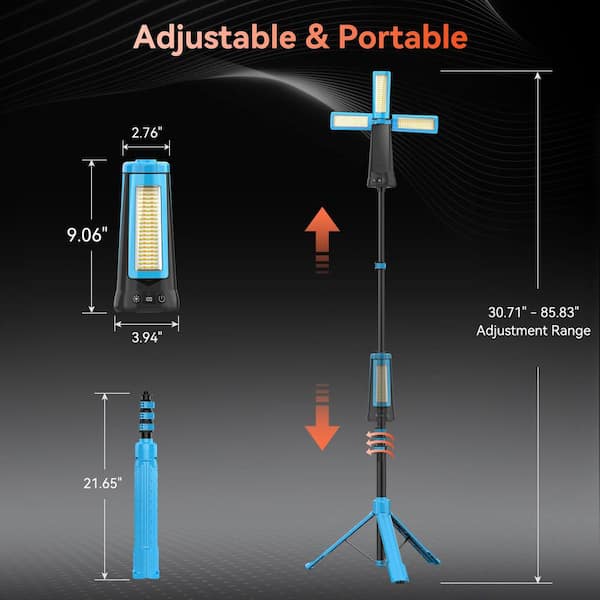 Dimgogo 3.7V 5500 Lumen LED Work Light with Stand, Blue NCY300-L