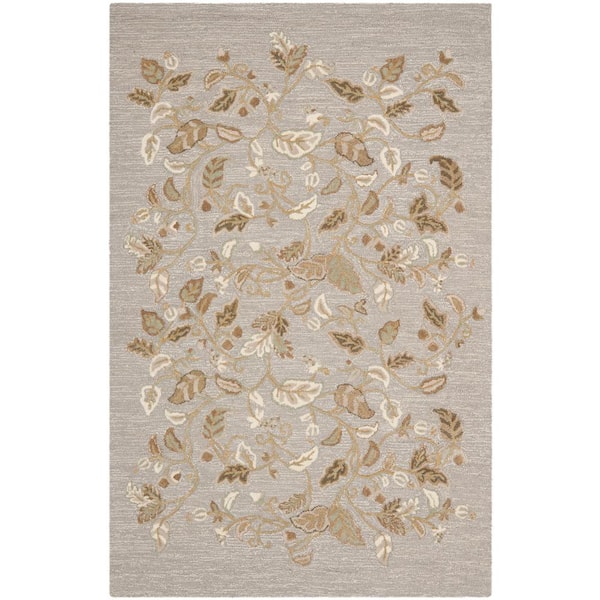 SAFAVIEH Martha Stewart Gray Squirrel 5 ft. x 8 ft. Floral Area Rug