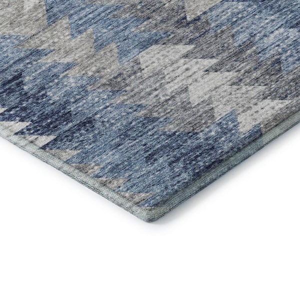 Mayfield Premium Machine Washable Indoor/Outdoor Geometric AMF632 Blue 5 ft. x 7 ft. 6 in. Area Rug