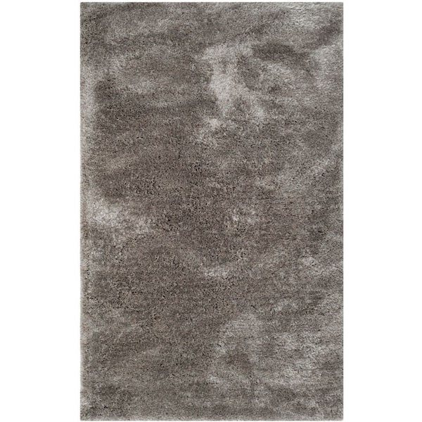 South Beach Shag 5 ft. x 7 ft. Silver Solid Color Gradient Area Rug