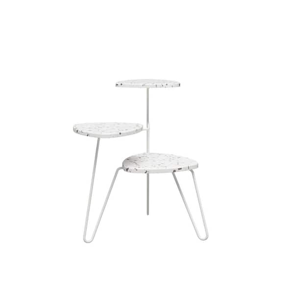 Novogratz Athena 25 in. Faux Terrazzo Indoor Plant Stand with 3-Tiers