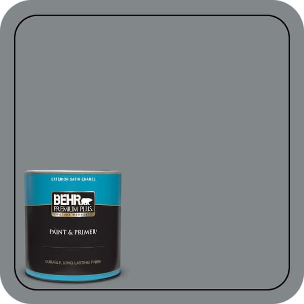 BEHR PREMIUM PLUS 1 qt. #N500-5 Magnetic Gray color Satin Enamel Exterior Paint & Primer