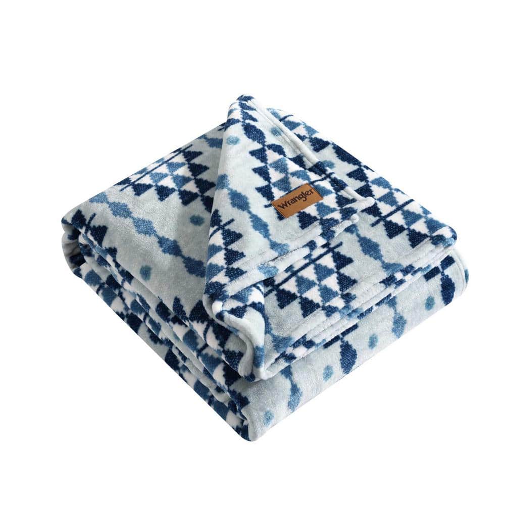 Full Blue and White Reversible Fleece Blanket