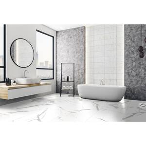 Ader Tegal White 24 in. x 48 in. Polished Porcelain Floor and Wall (16 sq. ft./Case)