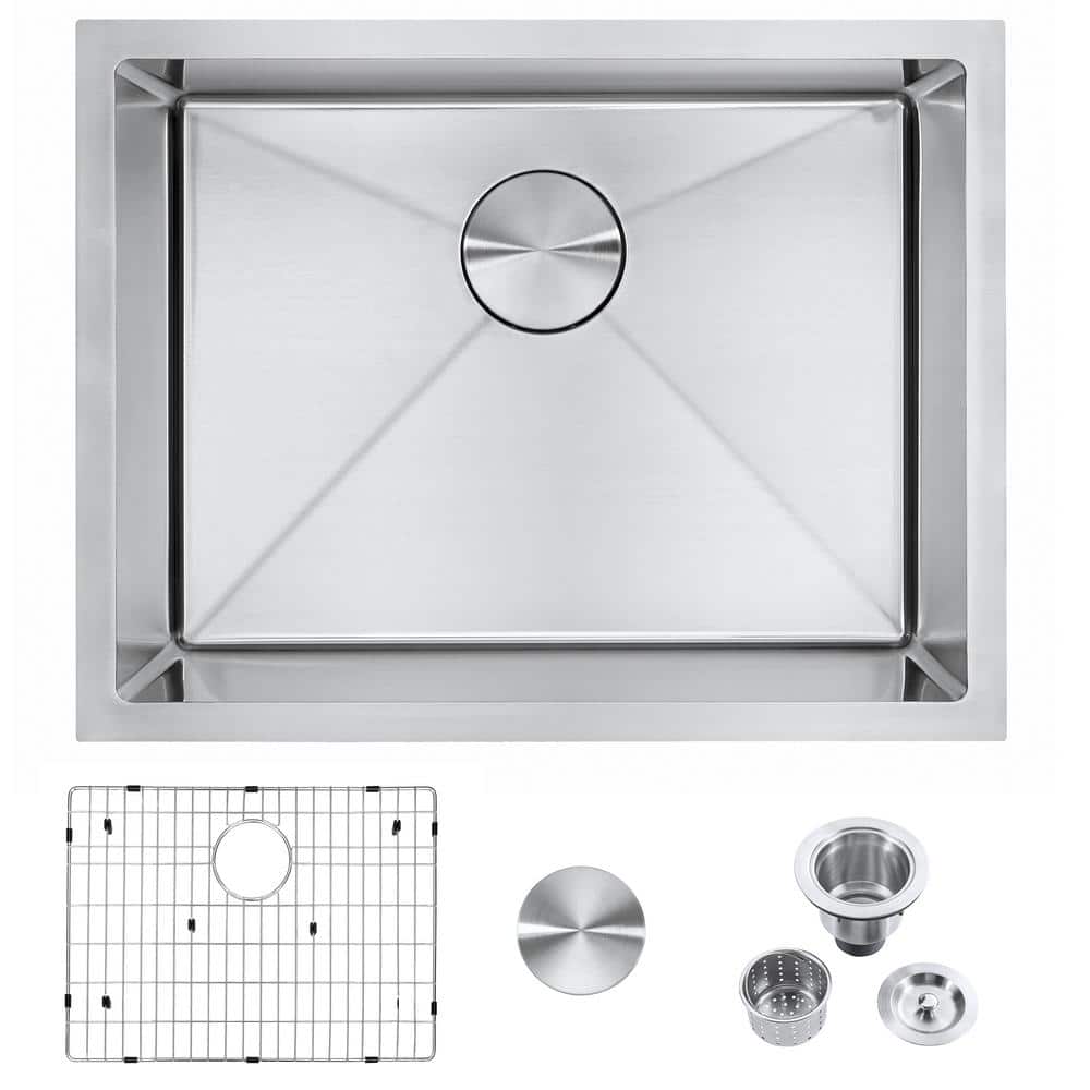 Brushed Nickel Stainless Steel 23 in. x 18 in. Single Bowl Undermount Kitch