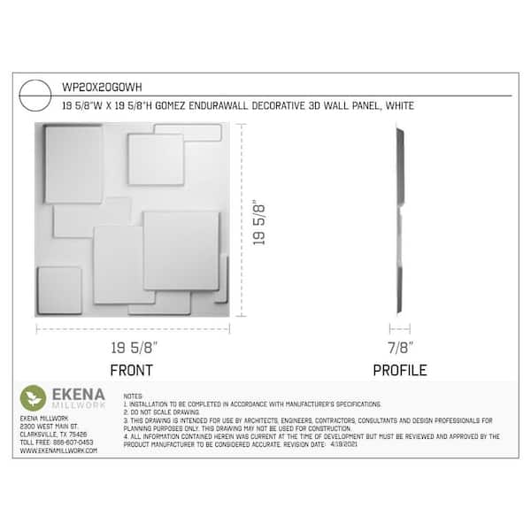1 in. x 19-5/8 in. x 19-5/8 in. White PVC Gomez EnduraWall Decorative 3D Wall Panel (2.67 sq. ft.)