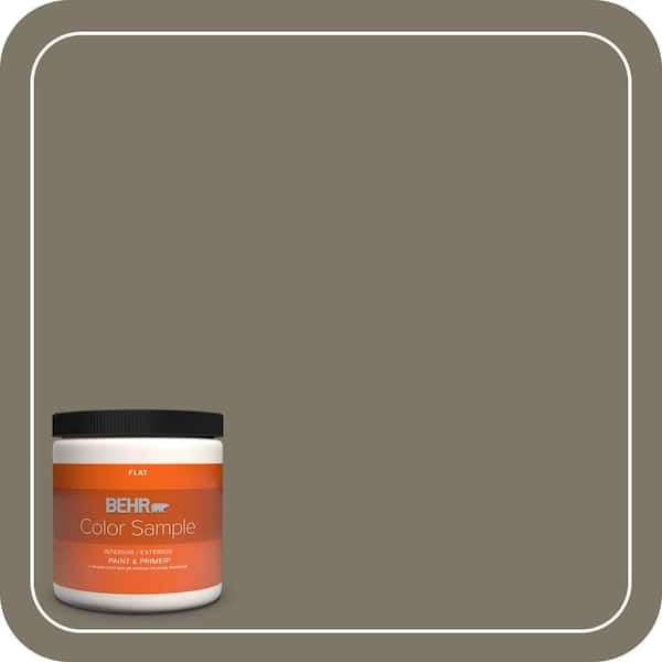 BEHR PREMIUM PLUS 8 oz. Home Decorators Collection #HDC-NT-05 Aged Olive Flat Interior/Exterior Paint & Primer Color Sample