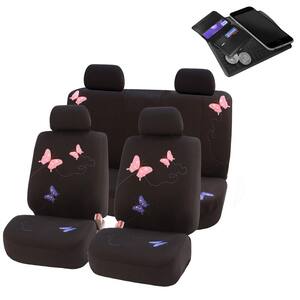 Flat Cloth 47 in. x 23 in. x 1 in. Full Set Butterfly Embroidery Seat Covers