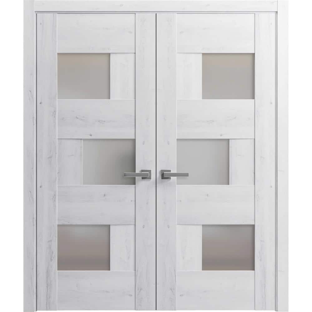 72 in. x 84 in. 2 Panel Nordic White Finished Solid MDF Sliding Door with Hardware price history on PriceWatchPro