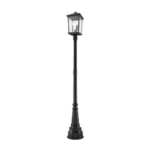 Beacon 93.75 in. 3-Light Black Aluminum Hardwired Outdoor Weather Resistant Post Light Set with No Bulb Included
