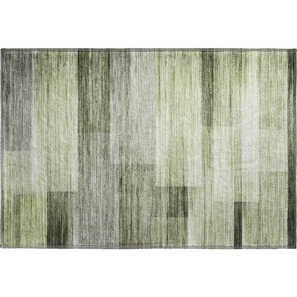 Mayfield Premium Machine Washable Abstract AMF2082 Green 2 ft. x 3 ft. Accent Rug