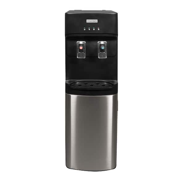 3 or 5 Gal. Bottom Load Water Dispenser Black and Stainless Steel with Hot and Cold Water Functions